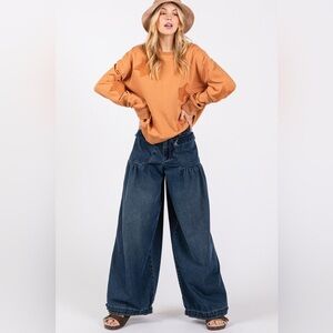 Sage and Fig mid-rise cargo balloon jeans with pockets medium
